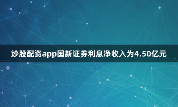 炒股配资app国新证券利息净收入为4.50亿元