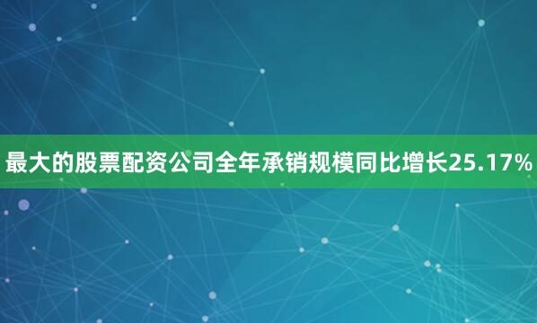 最大的股票配资公司全年承销规模同比增长25.17%